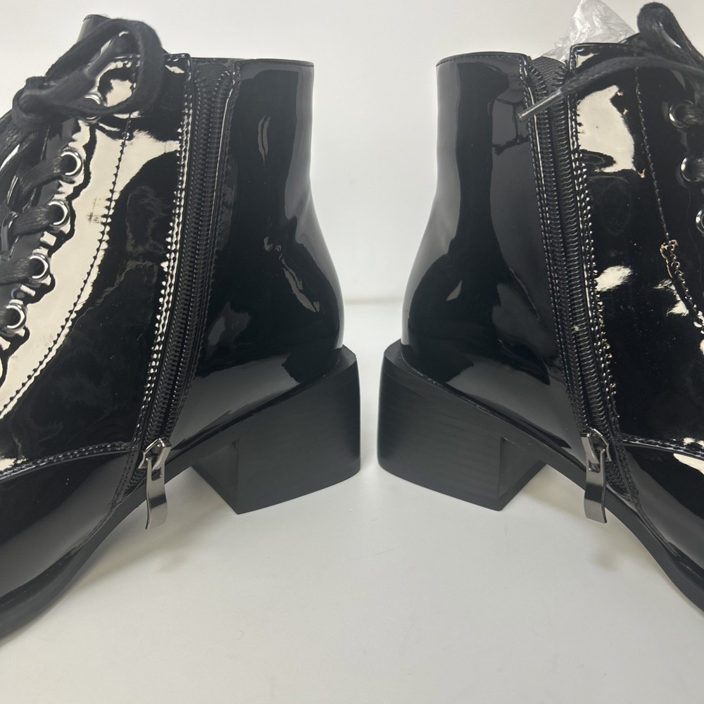 Castamere Womens Patent Leather Ankle Boots Square Toe Lace Up Size 9M NIB Black - Picture 11 of 16